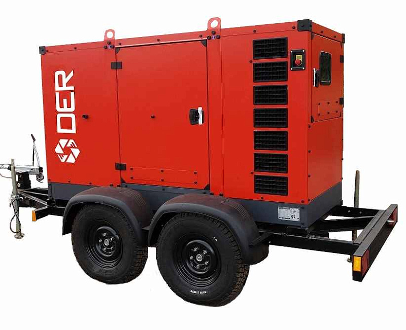 Дизельный генератор DER-120M в кожухе на шасси с АВР ДизельЭнергоРесурс